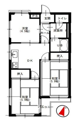 中古マンション 立川市上砂町５丁目 西武拝島線武蔵砂川駅 970万円