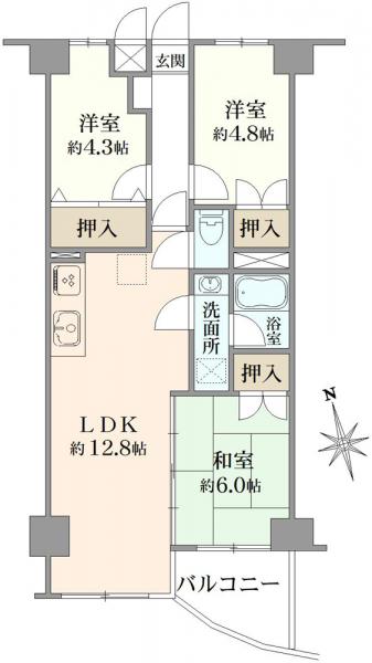 中古マンション 東京都国分寺市西町１丁目 JR中央本線国立駅 3,380万円