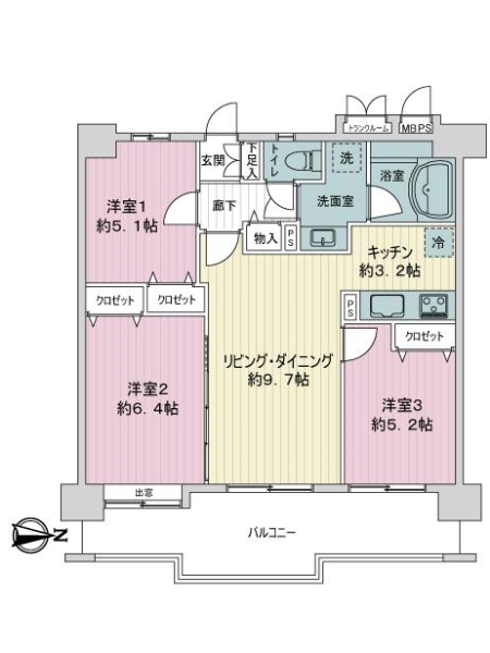 中古マンション 千葉県松戸市二ツ木 JR武蔵野線新松戸駅 2,780万円