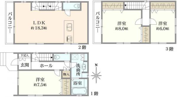 中古戸建 東京都江戸川区東葛西９丁目 東西線葛西駅 6,490万円