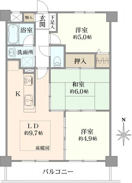 中古マンション 東京都小平市栄町２丁目 西武拝島線小川駅 2,140万円