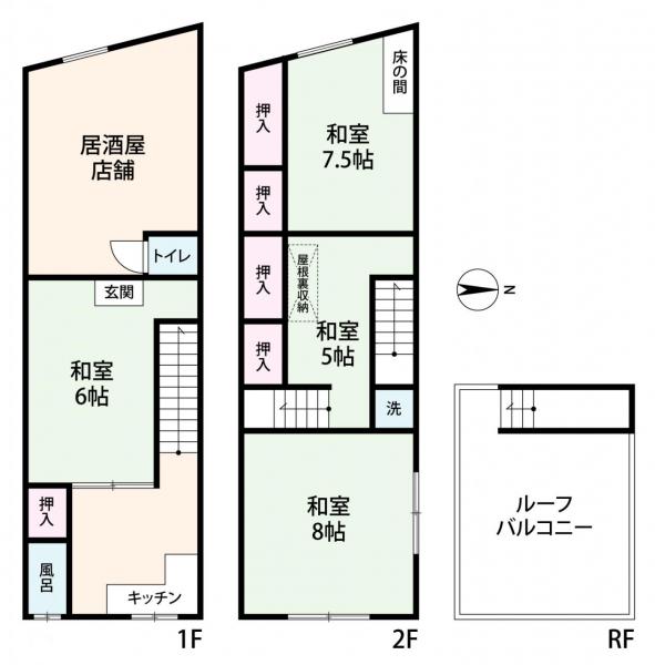 大阪市北区中崎古家付き土地 参考プラン間取図