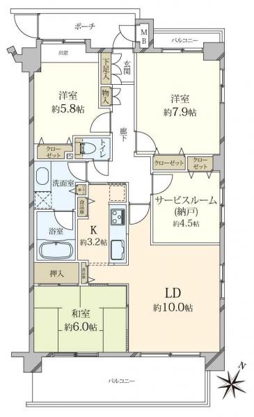 中古マンション 埼玉県さいたま市北区宮原町2丁目 埼玉新都市交通伊奈線東宮原駅 4,480万円
