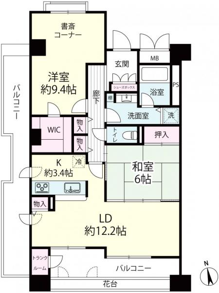 東急ドエル・アルス夕陽ヶ丘 間取り図