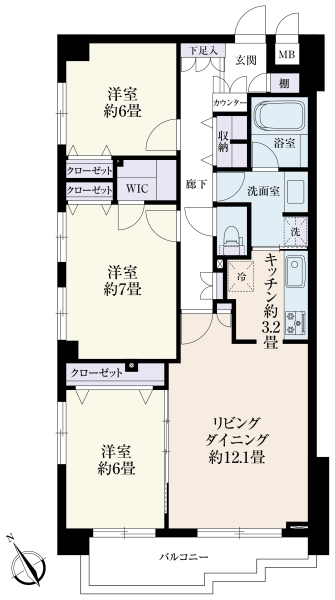 中古マンション 東京都武蔵野市関前２丁目 JR中央本線三鷹駅 6,480万円