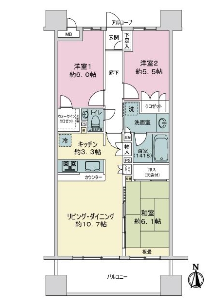 中古マンション 東京都葛飾区白鳥４丁目 京成本線お花茶屋駅 3,800万円