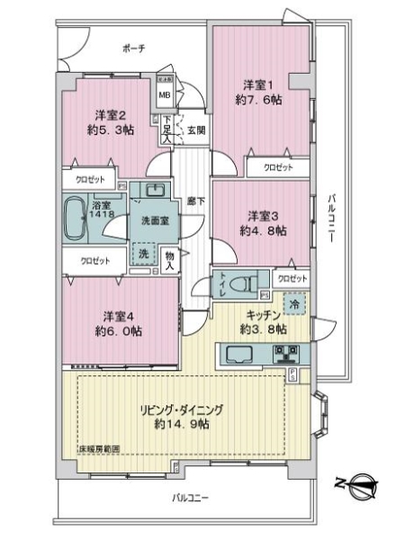 中古マンション 東京都中野区松が丘２丁目 西武西武園線沼袋駅 9,098万円