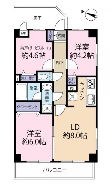 中古マンション 福生市大字熊川 JR青梅線拝島駅 1,880万円