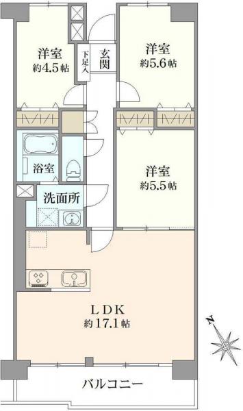中古マンション 東京都府中市押立町１丁目 京王競馬場線武蔵野台駅 3,590万円