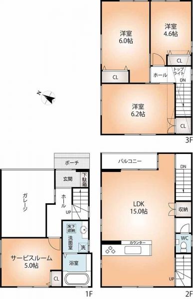 中古戸建 神戸市兵庫区荒田町4丁目 神戸電鉄有馬線湊川駅 3,450万円