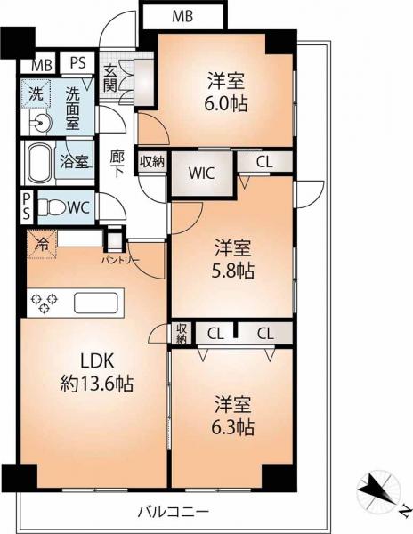 中古マンション 神戸市中央区御幸通４丁目 JR東海道本線（米原〜神戸）三ノ宮駅 3,980万円