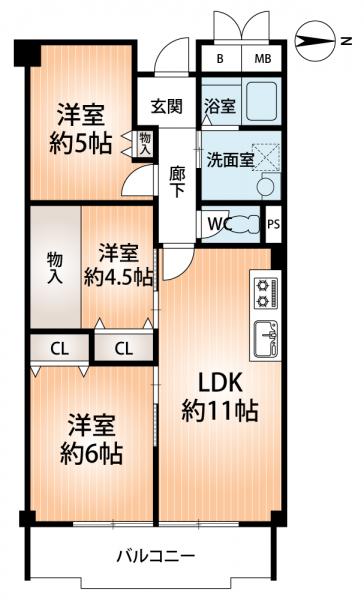 中古マンション 神戸市東灘区甲南町１丁目 JR東海道本線（米原〜神戸）摂津本山駅 1,800万円