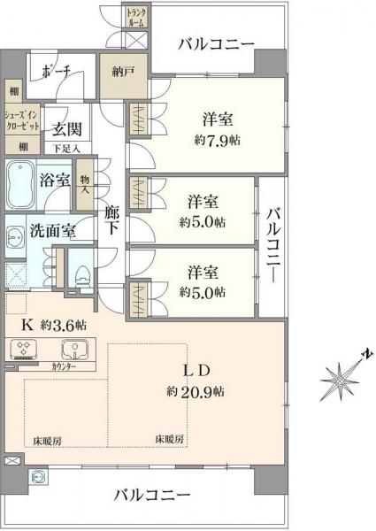 中古マンション 大阪府枚方市伊加賀北町 京阪本線枚方公園駅 5,490万円