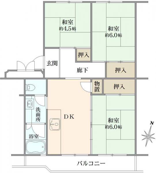 中古マンション 東京都府中市押立町２丁目 京王競馬場線武蔵野台駅 1,050万円