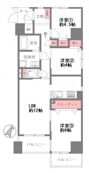 中古マンション 神戸市中央区下山手通３丁目 JR東海道本線（米原〜神戸）元町駅 3,490万円