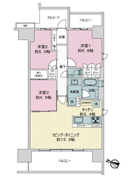 中古マンション 兵庫県神戸市中央区磯上通３丁目 JR東海道本線（米原〜神戸）三ノ宮駅 5,980万円