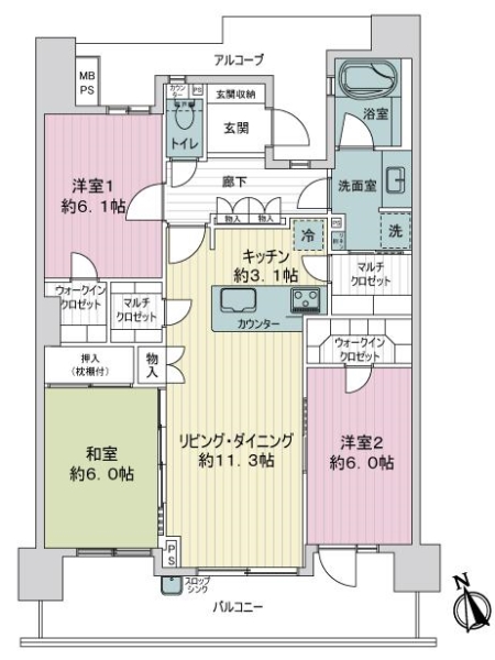中古マンション 東京都板橋区前野町３丁目 都営三田線本蓮沼駅 7,280万円