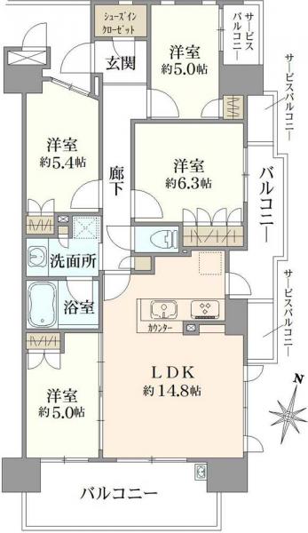 中古マンション 東京都西東京市ひばりが丘３丁目 西武豊島線ひばりヶ丘駅 6,480万円