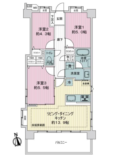 中古マンション 東京都北区志茂２丁目 JR京浜東北線赤羽駅 6,798万円