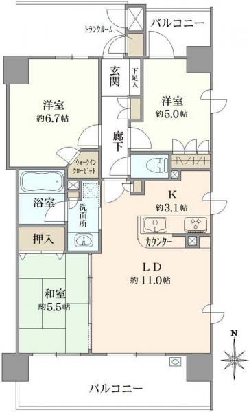 中古マンション 東京都江東区亀戸７丁目 都営新宿線大島駅 6,880万円