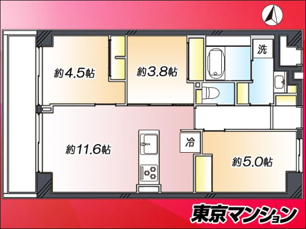 中古マンション 江東区東砂２丁目15-8 都営新宿線東大島駅 4,180万円