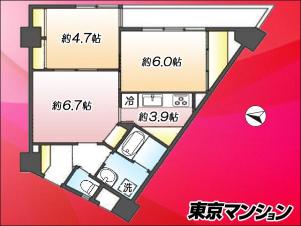 エバーグリーンパレス新宿 間取り図
