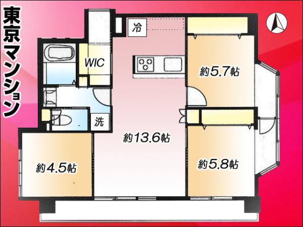 洗足池ローズベイハイツ 間取り図