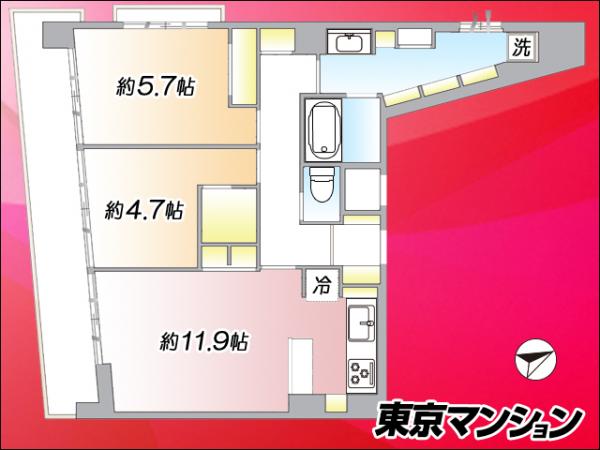 中古マンション 武蔵野市中町２丁目16-1 JR中央線三鷹駅 4,480万円