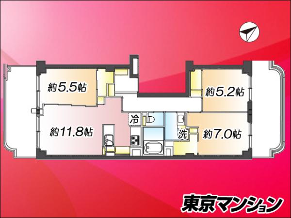 中古マンション 武蔵野市吉祥寺北町４丁目 JR中央・総武線三鷹駅 4,799万円