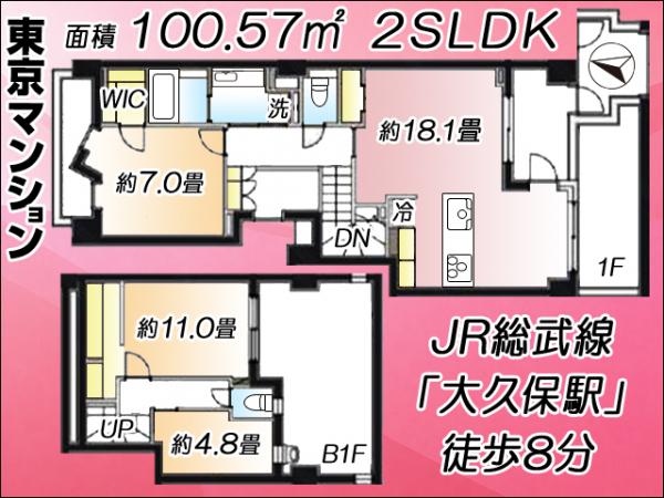中古マンション 新宿区北新宿２丁目 JR中央・総武線大久保駅 1億1,498万円