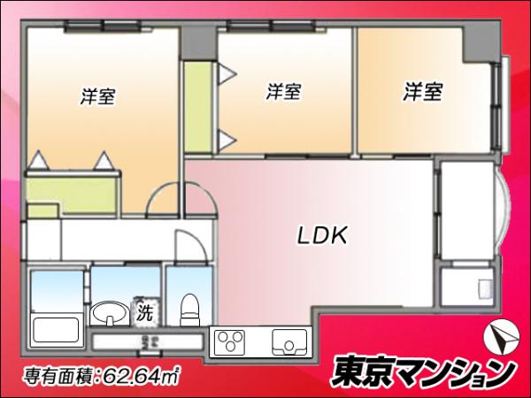 中古マンション 渋谷区本町３丁目 都営大江戸線西新宿五丁目駅 6,990万円
