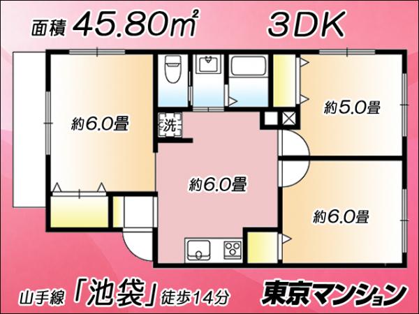 中古マンション 豊島区池袋３丁目5-20 副都心線要町駅 3,580万円