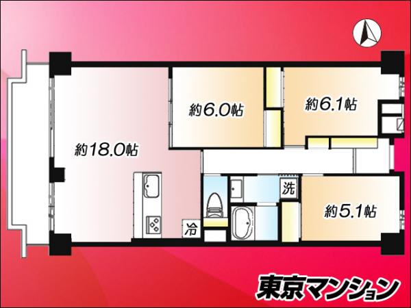 中古マンション 江東区東砂１丁目 都営新宿線大島駅 4,980万円