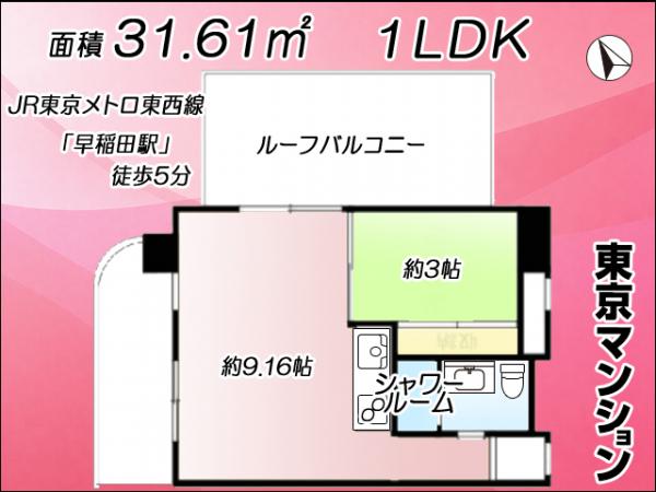 中古マンション 新宿区戸山１丁目14-17 東西線早稲田駅 4,580万円