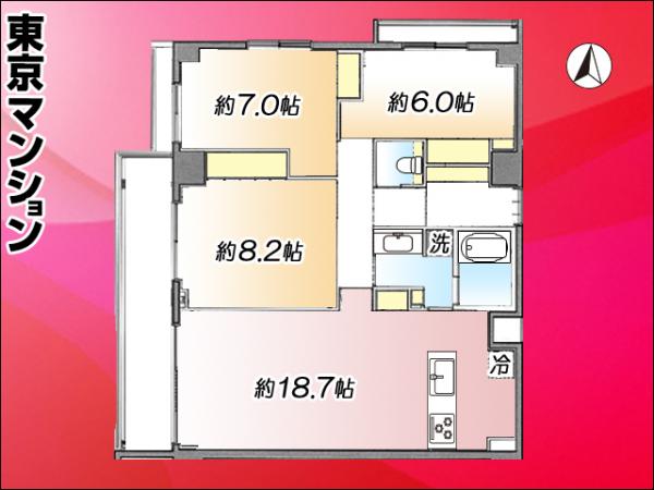 中古マンション 世田谷区砧２丁目5-25 小田急線千歳船橋駅 5,800万円
