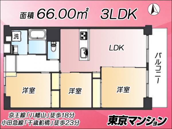 中古マンション 世田谷区千歳台４丁目26-2 京王線八幡山駅 4,380万円