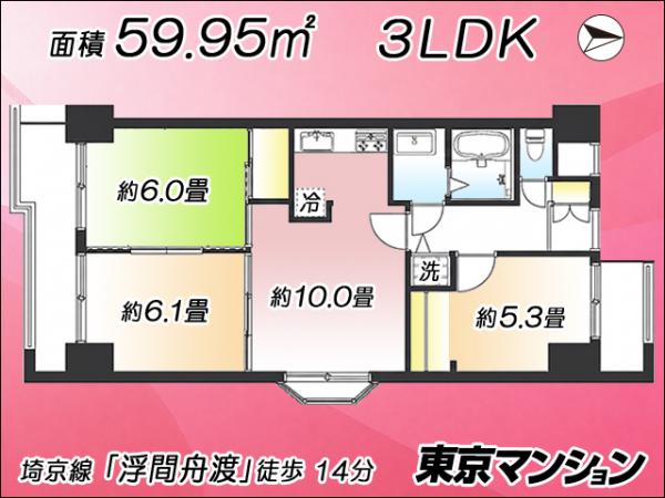 中古マンション 板橋区舟渡３丁目19-7 JR埼京線浮間舟渡駅 4,180万円