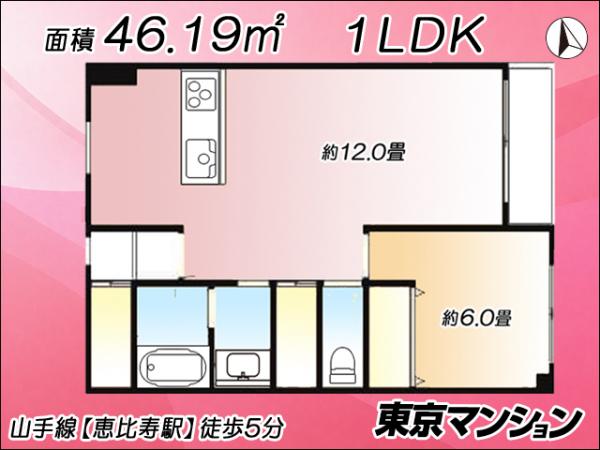 中古マンション 渋谷区恵比寿１丁目18-1 JR山手線恵比寿駅 6,000万円