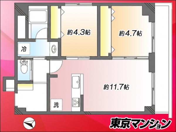 中古マンション 新宿区市谷柳町 都営大江戸線牛込柳町駅 4,980万円