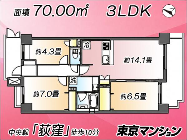 中古マンション 杉並区荻窪２丁目31-13 JR中央線荻窪駅 9,998万円