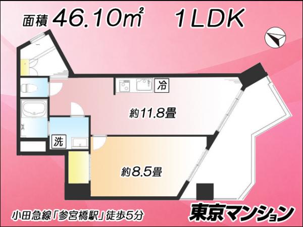 中古マンション 渋谷区代々木４丁目 小田急線参宮橋駅 6,690万円