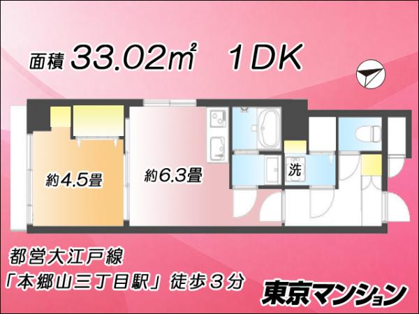 中古マンション 文京区本郷４丁目5-10 都営大江戸線本郷三丁目駅 3,780万円