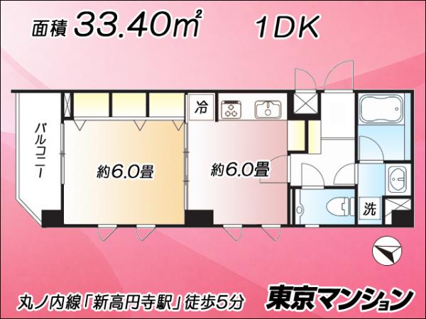 中古マンション 杉並区梅里２丁目13-1 丸の内線新高円寺駅 3,680万円