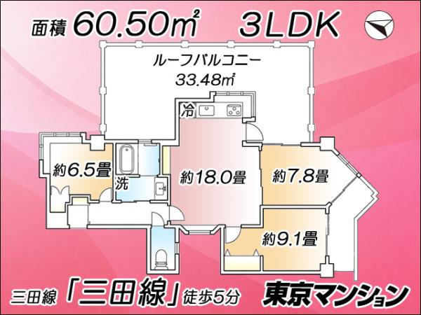 中古マンション 板橋区坂下２丁目13-13 都営三田線蓮根駅 5,188万円