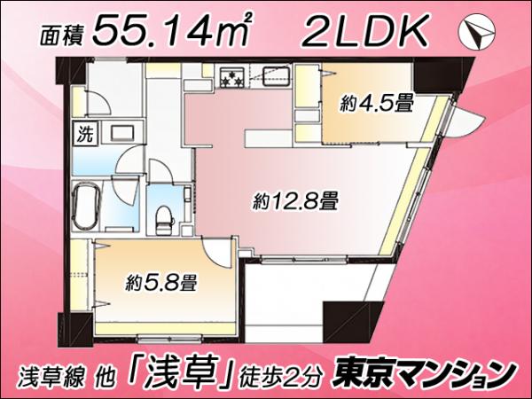 中古マンション 台東区雷門２丁目3-2 都営浅草線浅草駅 1億1,490万円