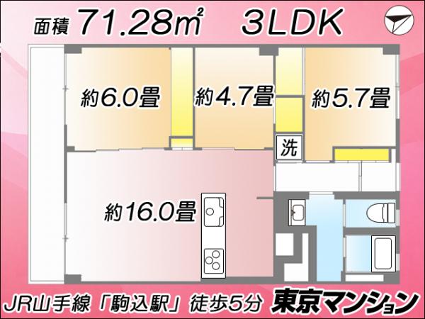中古マンション 豊島区駒込１丁目15-1 JR山手線駒込駅 6,980万円
