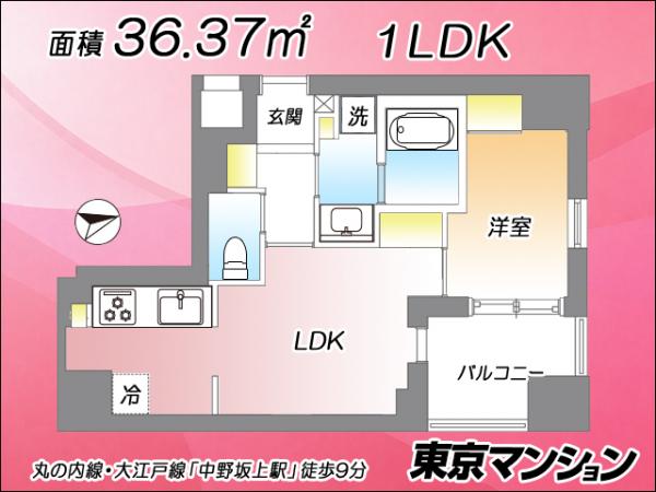 中古マンション 中野区中央２丁目 丸の内線中野坂上駅 6,999万円
