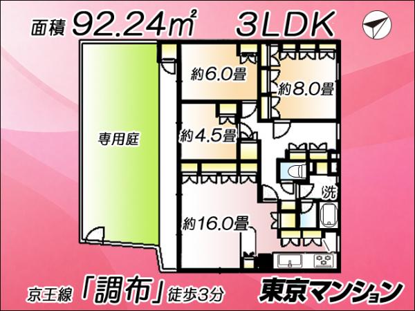 中古マンション 調布市布田２丁目35-6 京王線調布駅 3,598万円
