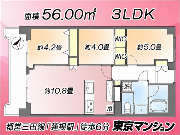 中古マンション 板橋区坂下２丁目 都営三田線蓮根駅 3,299万円