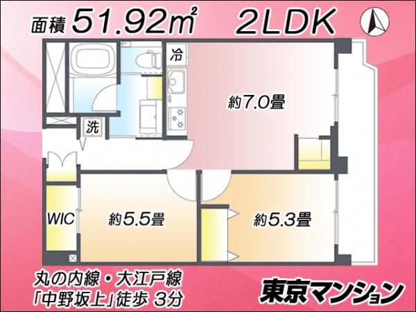 中古マンション 中野区本町２丁目28-11 丸の内線中野坂上駅 5,850万円